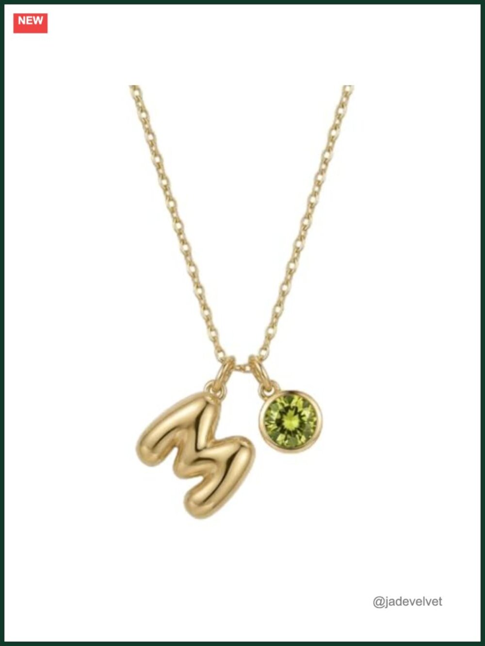 18k Gold Plated Initial Letter Pendant Necklace with Birthstone